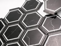 Montura Black and White Marbled Porcelain Hexagon Tile Sample