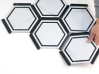 Montura White and Black Marbled Porcelain Hexagon Tile Sample