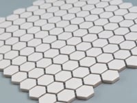 1'' White Matte Hexagon Porcelain Mosaic