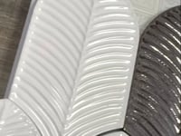 Plume White and Platinum Mix Ceramic Feather Tile Backsplash