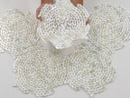 Santorini Calacatta Gold Swirled Petals Marble Mosaic Tile Sample