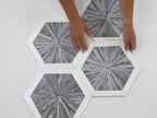 Santorini Blue Spoke Hexagon Marble Mosaic Tile Sample