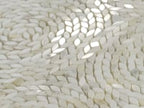 Santorini Calacatta Gold Swirled Petals Marble Mosaic Tile Sample