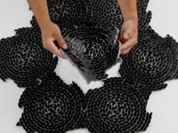 Santorini Nero Black Swirled Petals Marble Mosaic Tile Sample