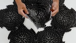 Santorini Nero Black Swirled Petals Marble Mosaic Tile