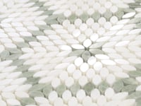 Santorini Green & White Petals Marble Mosaic Tile Sample