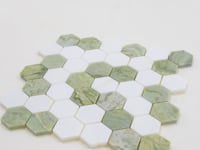 Envy Green & White Marble Hexagon Mosaic Tile Sample