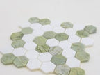 Envy Green & White Marble Hexagon Mosaic Tile Sample
