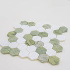 Envy Green & White Marble Hexagon Mosaic Tile
