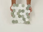 Envy Green & White Marble Hexagon Mosaic Tile Sample