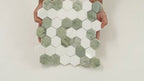 Envy Green & White Marble Hexagon Mosaic Tile
