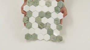 Envy Green & White Marble Hexagon Mosaic Tile