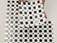 Thassos Octagon with Nero Marquina Squares Marble Mosaic Tile Sample