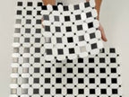 Thassos Octagon with Nero Marquina Squares Marble Mosaic Tile Sample