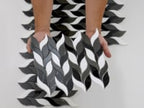 Nero Marquina & White Leaf Marble Mosaic Tile Sample