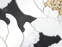 Peonia Flower Black and White Marble Waterjet Mosaic Tile