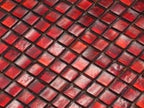 Foiled Ruby Red Squares Glass Tile Sample