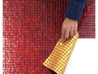 Foiled Ruby Red Squares Glass Tile Sample