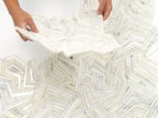 Angular Calacatta Gold Marble Mosaic Sample