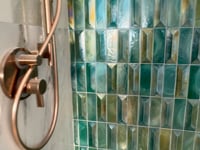 Prism Jade Beveled Brick Cast Glass Mosaic Tile Sample
