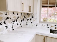 Peonia Flower Black and White Marble Waterjet Mosaic Tile