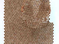 Sagrada Recycled Glass Terracotta Penny Round Tile Sample