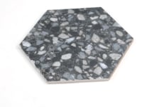 Black and White Chic Terrazzo Hex Porcelain Tile Sample