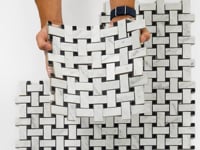 Boldara Bianco Basket Weave Porcelain Mosaic Tile Sample