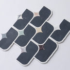 Black Stadium and Multicolor Stars Marble Mosaic Tile