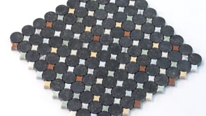 Black and White Starry Night Penny Round Marble Mosaic Tile