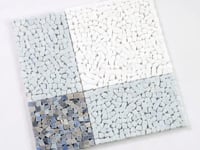Blue and White Gingham Micro Mosaic Marble Tile