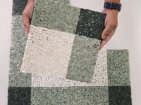 Green and White Gingham Micro Mosaic Marble Tile