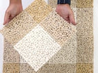Beige and White Gingham Micro Mosaic Marble Tile