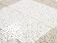 Beige and White Gingham Micro Mosaic Marble Tile