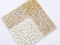 Beige and White Gingham Micro Mosaic Marble Tile