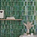 Prism Jade Beveled Brick Cast Glass Mosaic Bathroom Wall Tile