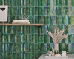 Prism Jade Beveled Brick Cast Glass Mosaic Bathroom Wall Tile