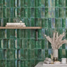 Prism Jade Beveled Brick Cast Glass Mosaic Tile Sample