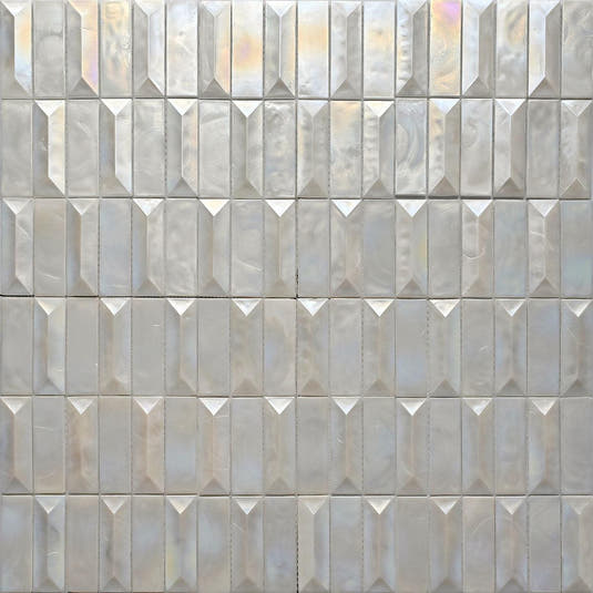 Prism Pearl Beveled Brick Glass Mosaic Tile