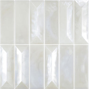 Prism Pearl Beveled Brick Glass Mosaic Tile