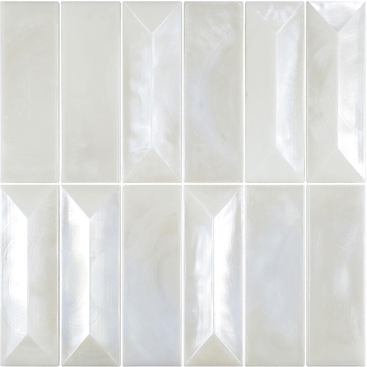 Prism Pearl Beveled Brick Glass Mosaic Tile