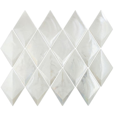 Prism Pearl Beveled Diamond Glass Mosaic Tile