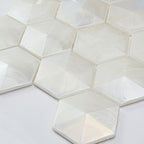 Prism Pearl Beveled Hexagon Cast Glass Mosaic Tile | Tile Club