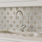 Provence Flower Carrara & Wooden Beige Waterjet Mosaic Tile