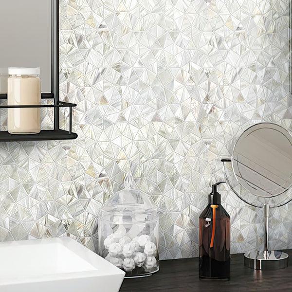 Bathroom Wall with Pure White Illusion Mother Of Pearl Mosaic