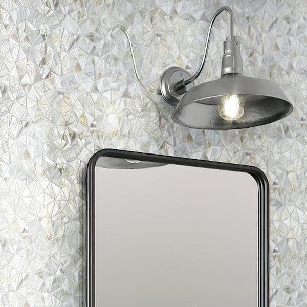 Bathroom Backsplash with Pure White Illusion Mother Of Pearl Mosaic Close-up