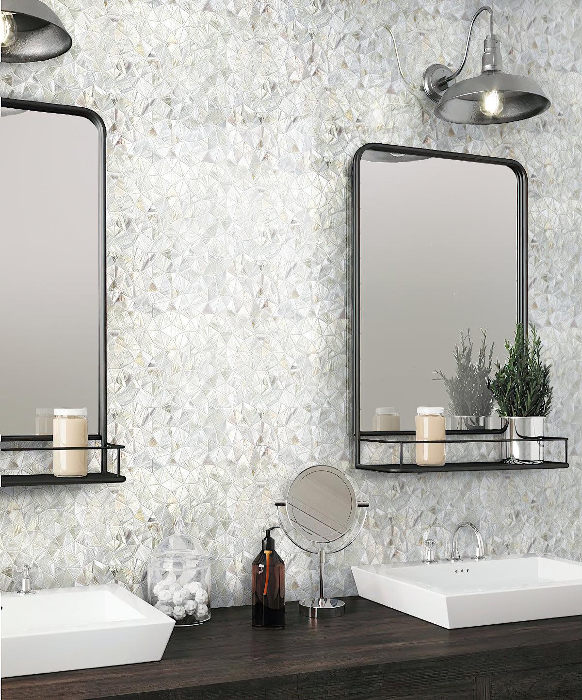 Pure White Illusion Mother Of Pearl Mosaic Tile Bathroom Backsplash