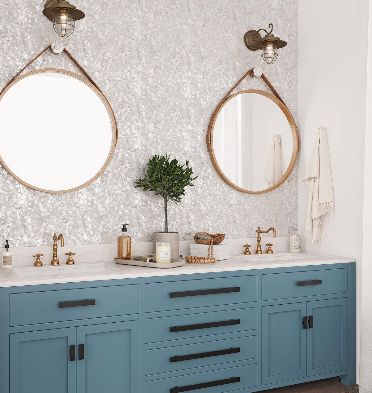 Mother of Pearl bathroom wall tile with shell shine