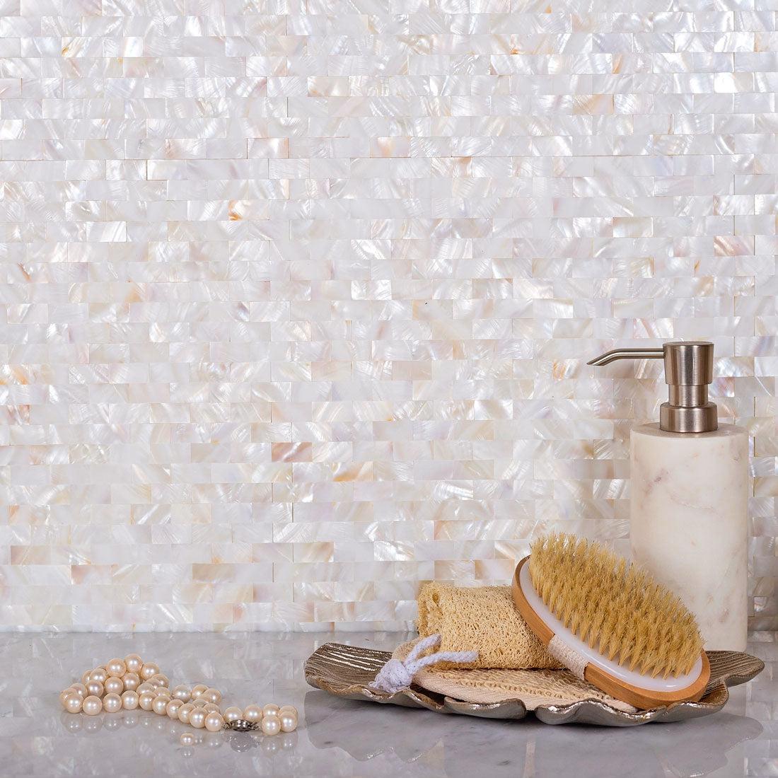  Pure White Mother Of Pearl Brick Mosaic Tile