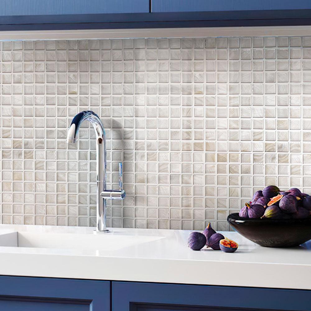 Shell White Mother of Pearl Square Mosaic Tiles | Tile Club